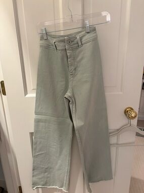 Light Sage Wide Leg Jeans High Rise